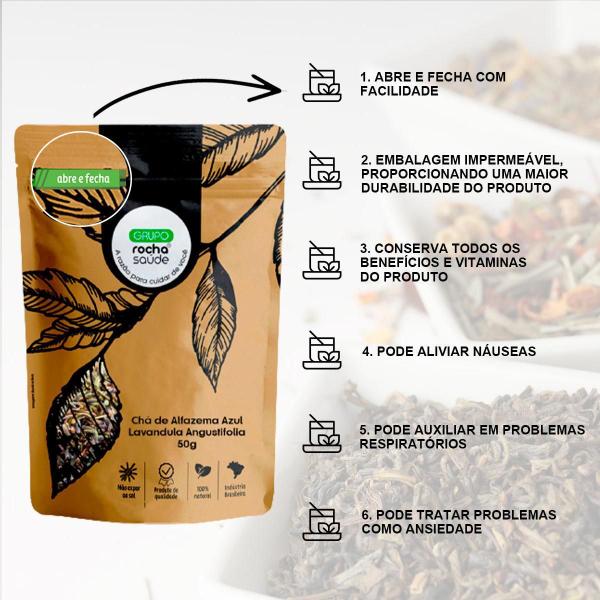 Chá De Alfema ul - Lavandula Angustifolia - 50G - Rocha Saùde Imagem de Chá De Alfema ul - Lavandula Angustifolia - 50G