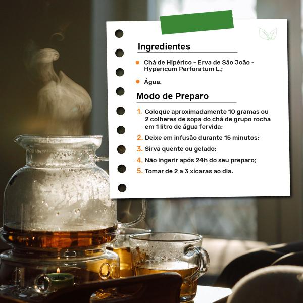 Chá de Hipérico - Erva de São João - Hypericum Perforatum L. - 50g - Rocha Saúde Imagem de Chá de Hipérico - Erva de São João - Hypericum Perforatum L. - 50g