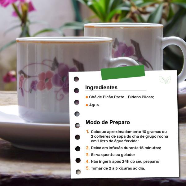 Chá de Picão Preto - Bidens pilosa - 100g - Rocha Saúde Imagem de Chá de Picão Preto - Bidens pilosa - 100g