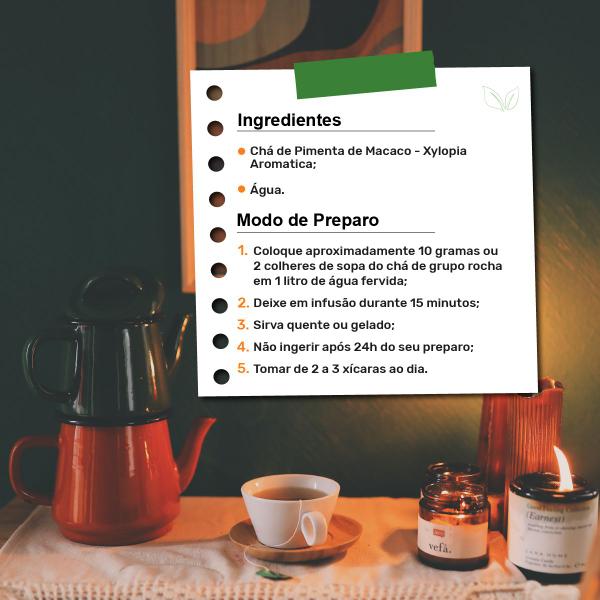 Chá de Pimenta de Macaco - Xylopia Aromatica - 100g - Grupo Rocha Saúde Imagem de Chá de Pimenta de Macaco - Xylopia Aromatica - 100g