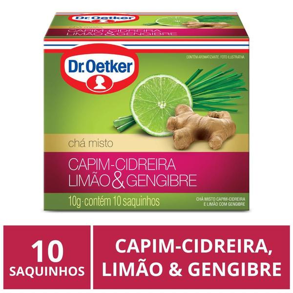 Chá Dr. Oetker, Capim Cidreira, Limão E Gengibre Imagem de Chá Dr. Oetker, Capim Cidreira, Limão E Gengibre