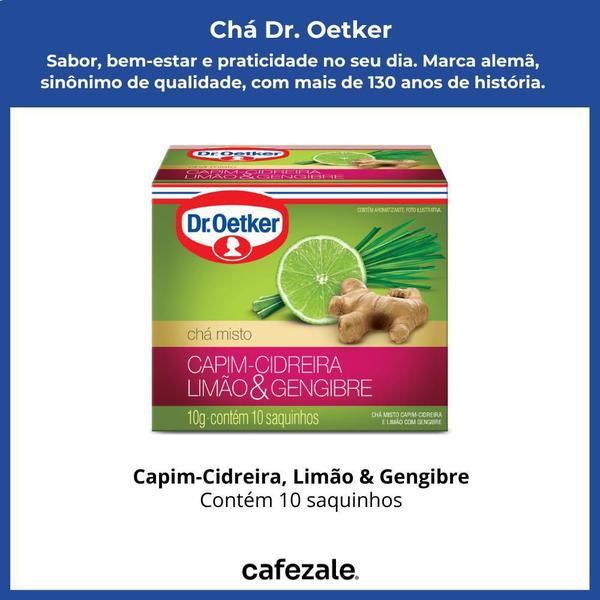 Chá Dr. Oetker, Capim Cidreira, Limão E Gengibre Imagem de Chá Dr. Oetker, Capim Cidreira, Limão E Gengibre