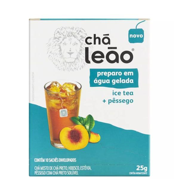 Imagem de Chá Gelado Leão Ice Tea Com Pêssego 10un 25g 