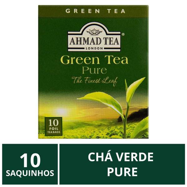 Chá Inglês Ahmad Tea, Verde Pure, 10 saquinhos Imagem de Chá Inglês Ahmad Tea, Verde Pure, 10 saquinhos