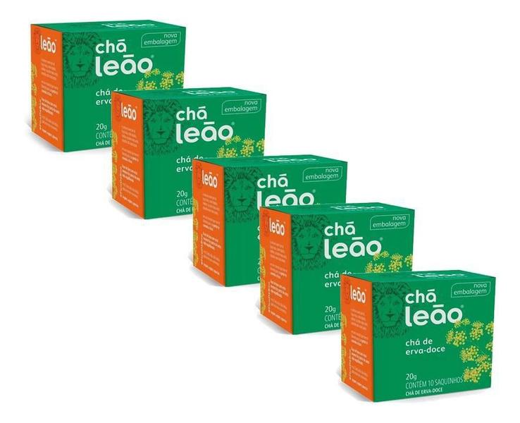 Chá Leão Erva-Doce Em Sachê 20 G 10 U Kit 5 - Leão Alimentos Imagem de Chá Leão Erva-Doce Em Sachê 20 G 10 U Kit 5