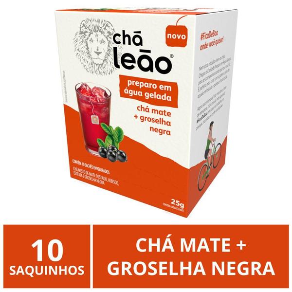 Imagem de Chá Leão Gelado, Mate e Groselha Negra, 10 saquinhos