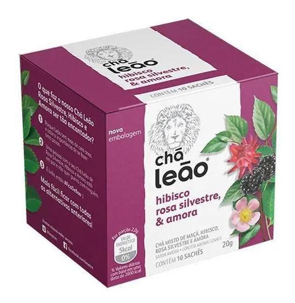 Imagem de Chá Leão Hibisco, Rosa Silvestre & Amora 16G 10Un Kit 3