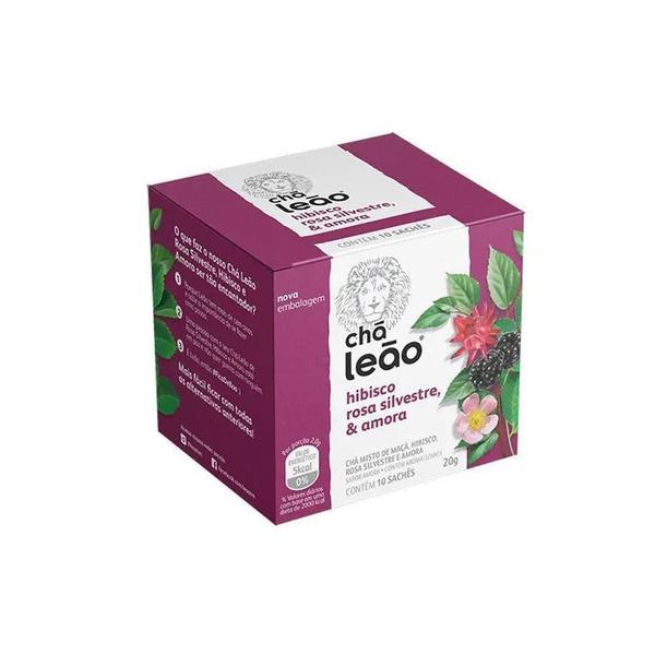 Imagem de Chá Leão Hibisco, Rosa Silvestre & Amora 16G 10Un Kit 5