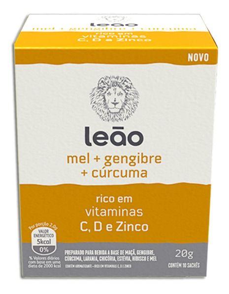 Imagem de Chá Leão Mel Gengibre E Curcuma Kit 10