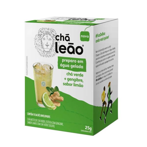 Imagem de Chá Leão sabor Chá Verde, Gengibre e Limão 10 sachês de 2,5g - Chá Leão