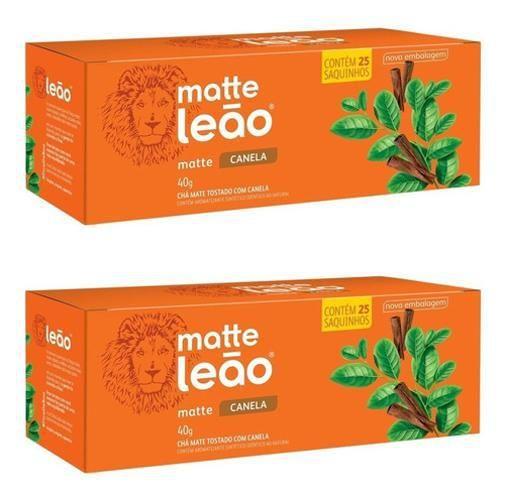 Imagem de Chá Matte Com Canela Com 25 Saquinhos- Kit 2 Caixas- Leão