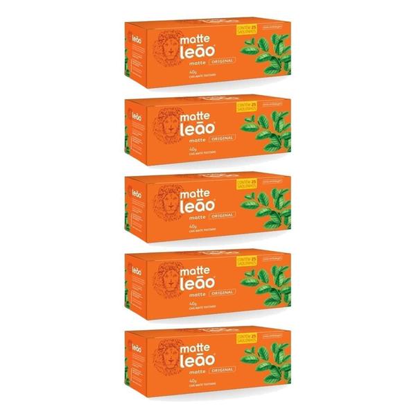 Chá Matte Com Canela Com 25 Saquinhos- Kit 5 - Leão Alimentos Imagem de Chá Matte Com Canela Com 25 Saquinhos- Kit 5