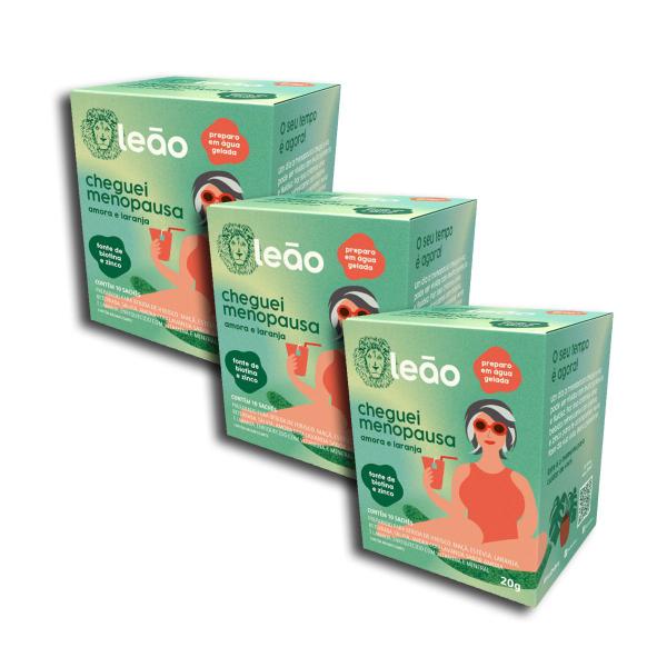 Chá Matte Leão Cheguei Menopausa Amora E Laranja 10 S kit 3 Imagem de Chá Matte Leão Cheguei Menopausa Amora E Laranja 10 S kit 3