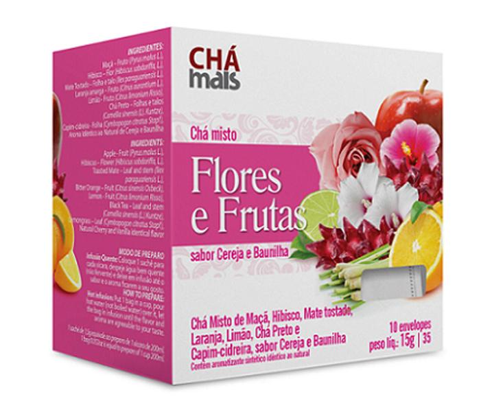 Imagem de Chá Misto Flores e Frutas (Sabor Cereja e Baunilha) - Chá Mais - 10 sachês - 15g