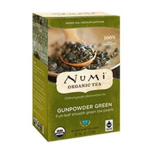 Chá orgânico de pólvora verde 18 saquinhos de chá da Numi Tea (pacote com 4) Imagem de Chá orgânico de pólvora verde 18 saquinhos de chá da Numi Tea (pacote com 4)