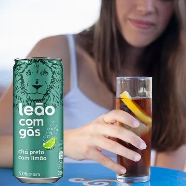 Imagem de Chá Preto Com Limão Com Gás Leão Iced Tea 290Ml (12 Latas)