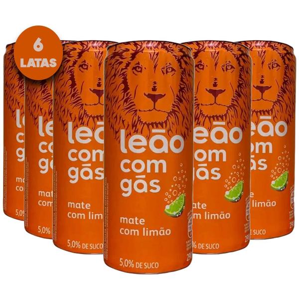 Imagem de Chá Pronto Leão Mate Com Limão Com Gás 290Ml (6 Latas)