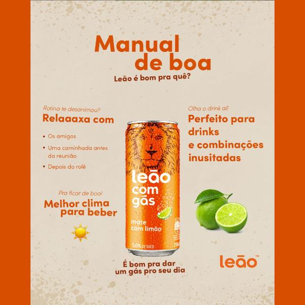 Imagem de Chá Pronto Leão Mate com Limão com Gás 290ml (6 Latas)