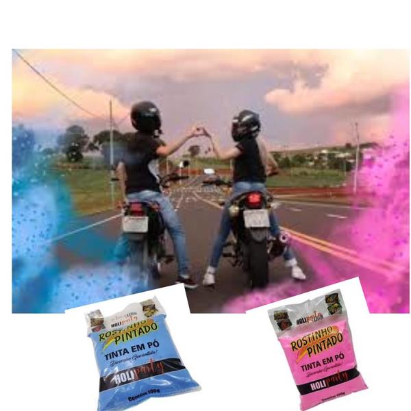 Imagem de Chá Revelação kit Pó Colorido Para Bexigas Azul E Rosa 100 G