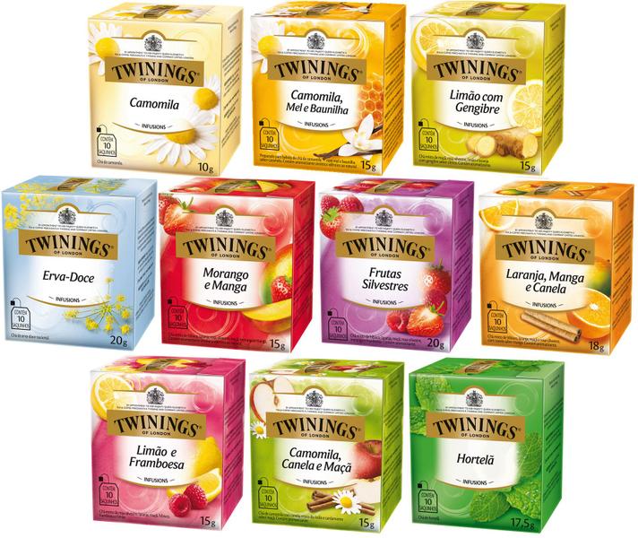 Chá Twinings Kit 10 Caixas 10 Un 100 Sachês Chá Twinings Kit 10 Caixas 10 Un 100 Sachês