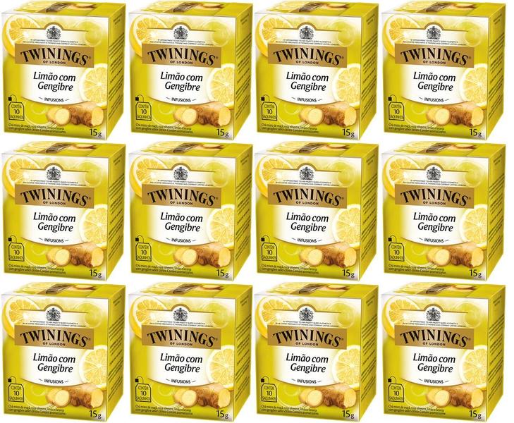 Imagem de Chá Twinings Limão Com Gengibre Kit 12 Caixas 10 Un 120 Sachês