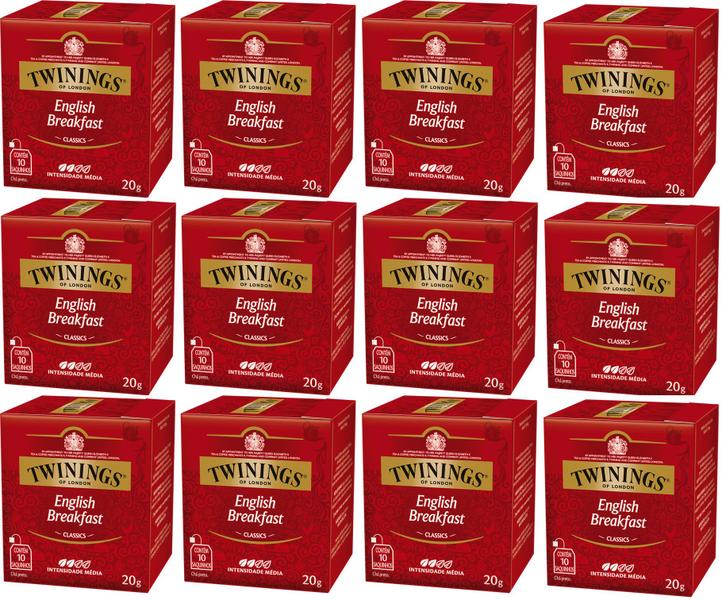 Imagem de Chá Twinings Preto English Breakfast Kit 12 Caixas 10 Un 120 Sachês