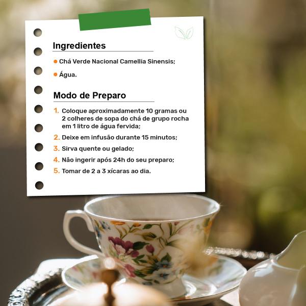 Chá Verde Nacional - Camellia Sinensis - 100g - Rocha Saúde Imagem de Chá Verde Nacional - Camellia Sinensis - 100g