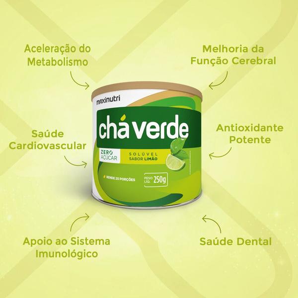 Imagem de Chá Verde Solúvel Zero Calorias Sabor Limão 250g Maxinutri