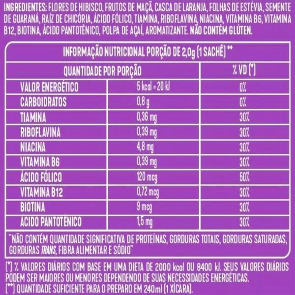Chá Vitamínico Açaí E Guaraná 10 Sachês - leão alimentos Imagem de Chá Vitamínico Açaí E Guaraná 10 Sachês