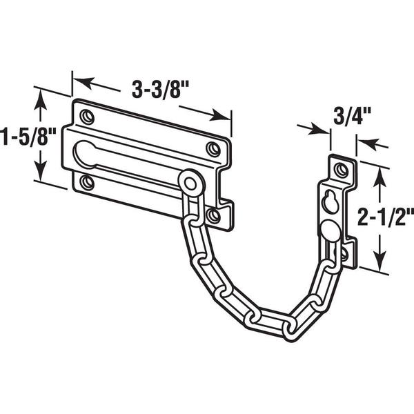 Imagem de Chain Door Guard Prime-Line U 9852 em aço estampado branco