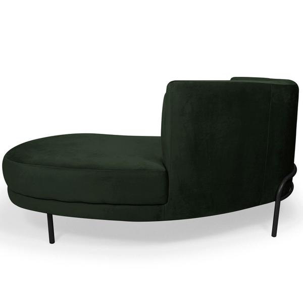 Imagem de Chaise Direito Sala de Estar Penélope Base Preto Suede Verde - Nexta Casa