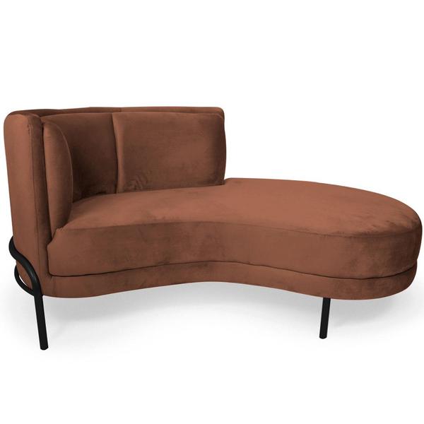 Imagem de Chaise Direito Sala de Estar Penélope Base Preto Veludo Terracota - Nexta Casa