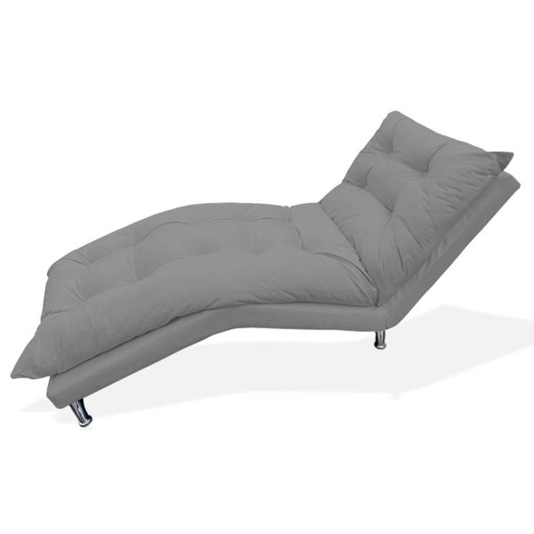 Imagem de Chaise Divã Espreguiçadeira Estofada Salão de Beleza Diva Suede Cinza - DL Decor