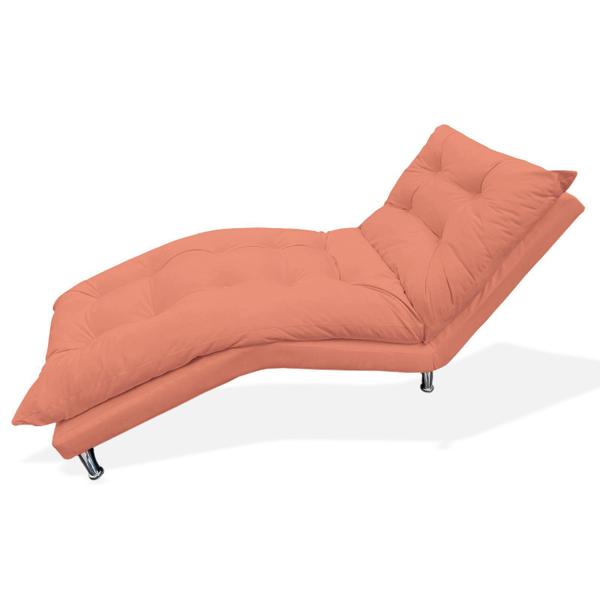 Imagem de Chaise Divã Espreguiçadeira Estofada Salão de Beleza Diva Suede Coral - DL Decor