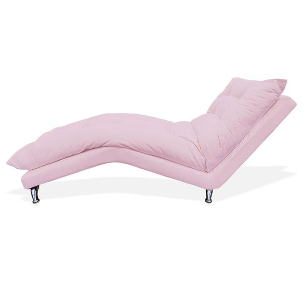 Imagem de Chaise Divã Espreguiçadeira Estofada Salão de Beleza Diva Suede Rosa Bebe - DL Decor