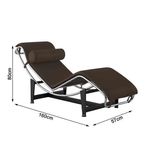 Imagem de Chaise Lc-4 Cromada em Sued Marrom