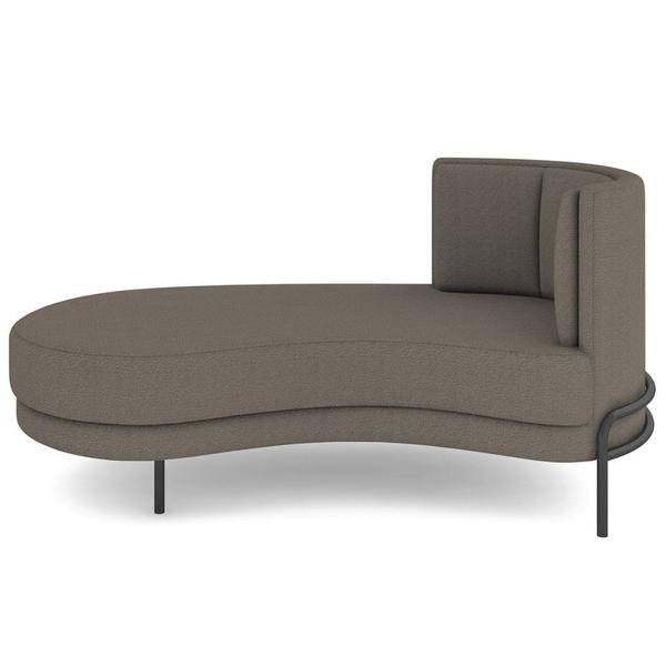 Imagem de Chaise Longue Divã 164cm Braço Direito Logus D06 Bouclê Bege Escuro - Mpozenato