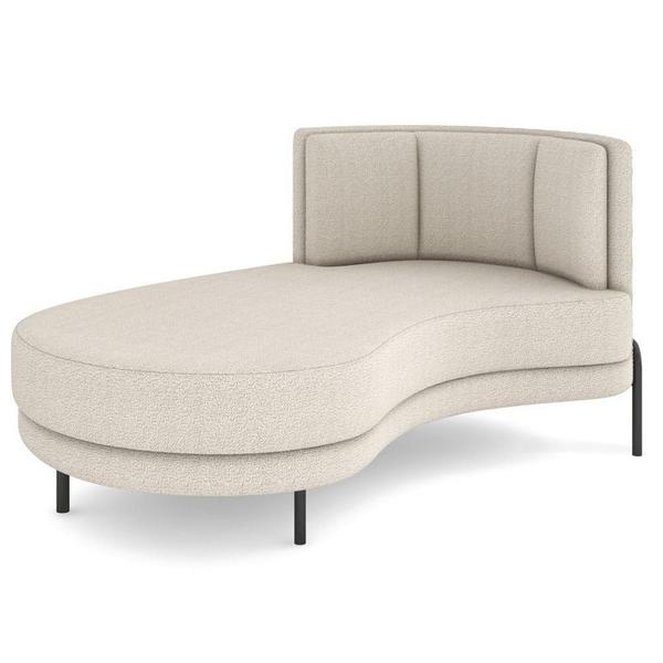 Imagem de Chaise Longue Divã 164cm Braço Direito Logus D06 Bouclê Bege - Mpozenato