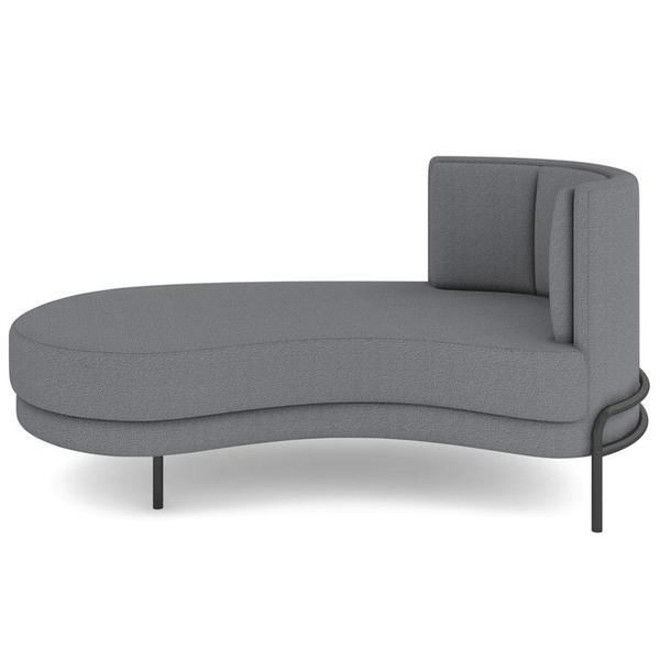 Imagem de Chaise Longue Divã 164cm Braço Direito Logus D06 Bouclê Cinza - Mpozenato