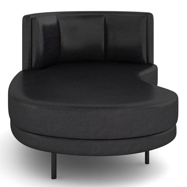 Imagem de Chaise Longue Divã 164cm Braço Direito Logus D06 Sintético Preto - Mpozenato