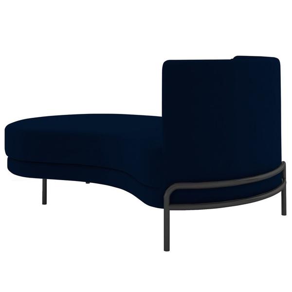 Imagem de Chaise Longue Divã 164cm Braço Direito Logus D06 Veludo Azul - Mpozenato