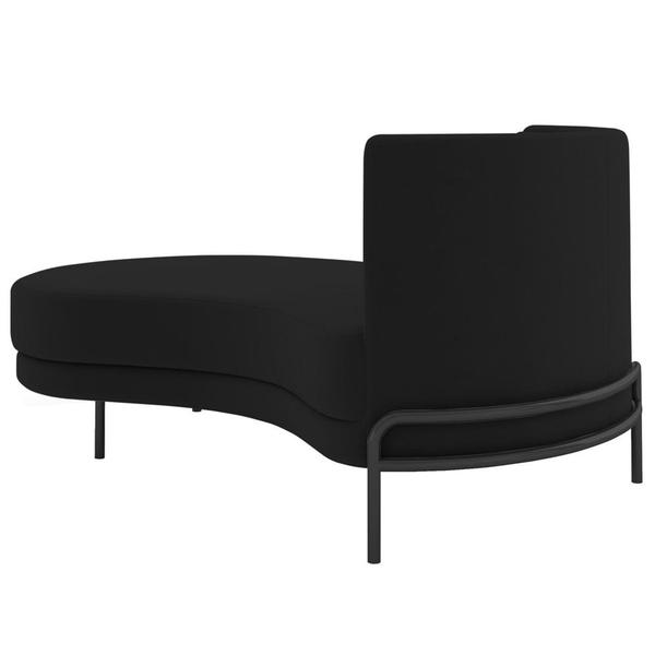 Imagem de Chaise Longue Divã 164cm Braço Direito Logus D06 Veludo Preto - Mpozenato