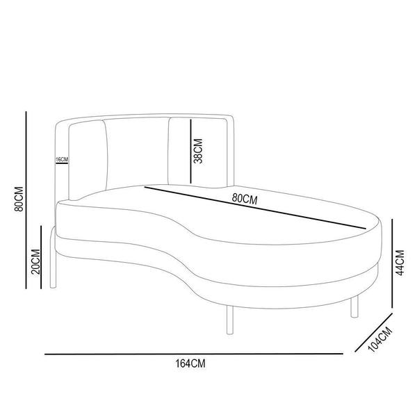 Imagem de Chaise Longue Divã 164cm Braço Esquerdo Logus D06 Bouclê Chumbo - Mpozenato