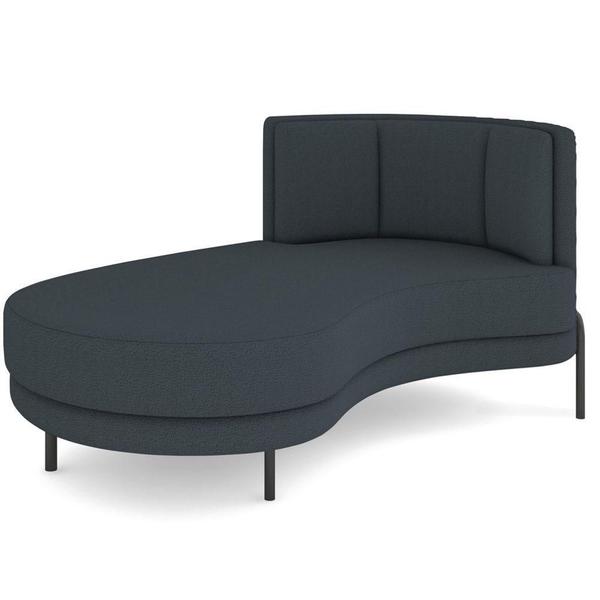 Imagem de Chaise Longue Divã 164cm Braço Esquerdo Logus D06 Bouclê Chumbo - Mpozenato