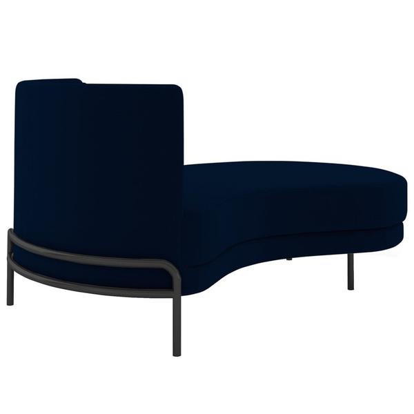 Imagem de Chaise Longue Divã 164cm Braço Esquerdo Logus D06 Veludo Azul - Mpozenato