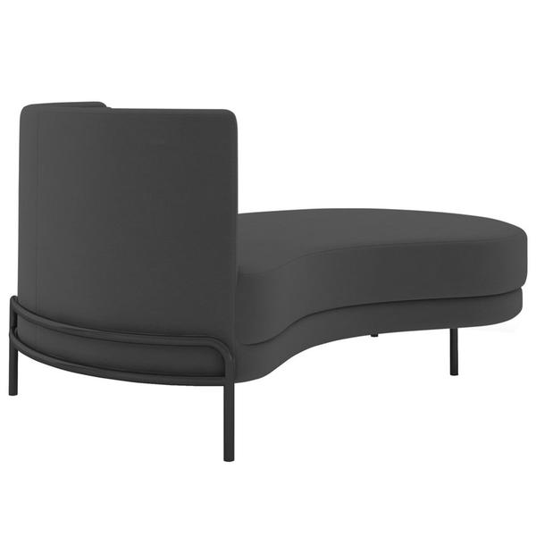 Imagem de Chaise Longue Divã 164cm Braço Esquerdo Logus D06 Veludo Cinza - Mpozenato