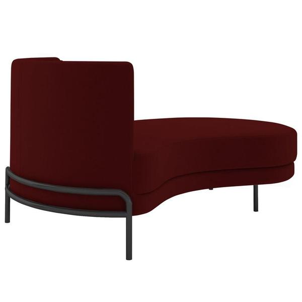 Imagem de Chaise Longue Divã 164cm Braço Esquerdo Logus D06 Veludo Vermelho - Mpozenato