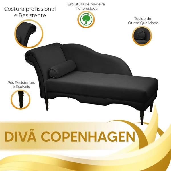 Imagem de Chaise Longue Divã Copenhagen em Madeira de Reflorestamento Sintético 160cm Star Confort