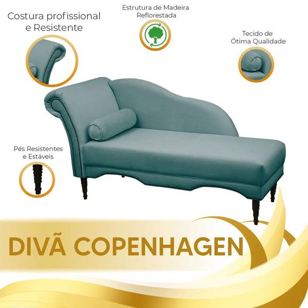 Imagem de Chaise Longue Divã Copenhagen em Madeira de Reflorestamento Veludo 160cm Star Confort