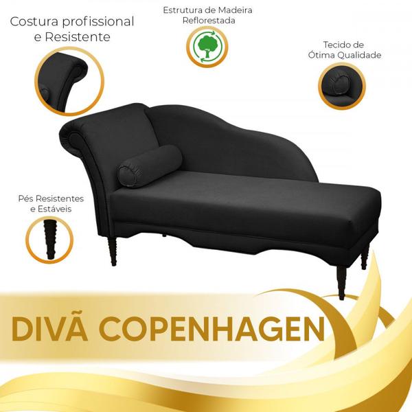 Imagem de Chaise Longue Divã Copenhagen Veludo Preto 160 Speciale Home